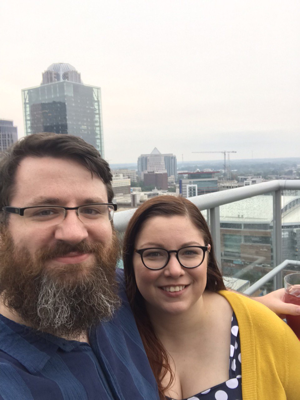 Scott and Lynn at a rooftop restaurant.